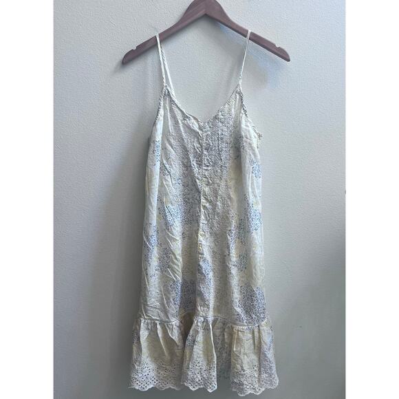 Rachel Zoe Yellow Embroidery Eyelet Lace Detail Cottage Core Boho Midi Dress M - Picture 1 of 6